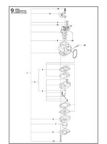 Carburetor Diagram and Parts List for 233RJ  Husqvarna Brush Cutter
