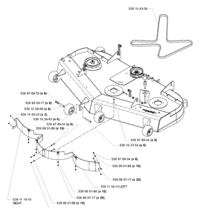 Front Deck Assembly 61 Inch (Part 2) Diagram and Parts List for LZ6130TXPKOA (968999311)(2006-02) Husqvarna Lawn Mower