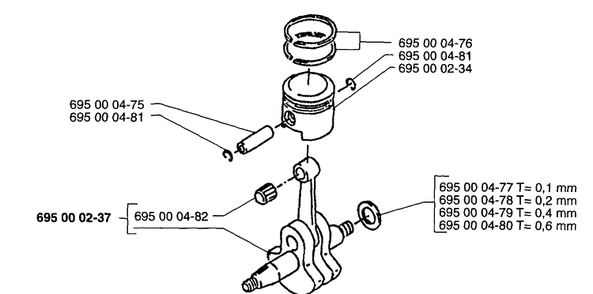 Piston Diagram and Parts List for 140BC 1997-04 Husqvarna Leaf Blower / Vacuum