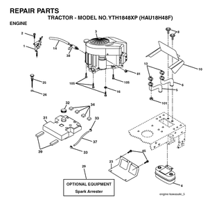 Engine Diagram and Parts List for YTH1848XP (HAU18H48F)(2004-01) Husqvarna Lawn Tractor