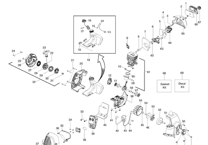Engine Diagram and Parts List for 128C 2010-03 Husqvarna Trimmer