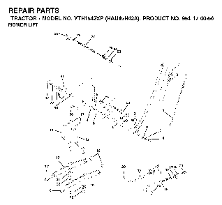 Mower Lift / Deck Lift Diagram and Parts List for YTH1542XP (HAU15H42A, 954170055)(2003-01) Husqvarna Lawn Tractor