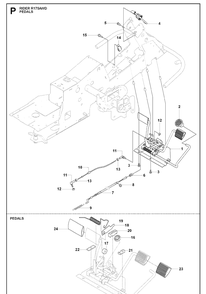 Pedals Diagram and Parts List for RIDER175AWD (965105001)(2009-04) Husqvarna Lawn Mower