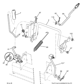 Mower Lift / Deck Lift Diagram and Parts List for TC138M (96051017800)(2018-07) Husqvarna Lawn Tractor