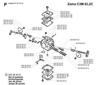Carburetor Details 2 Diagram and Parts List for 365 20020100001-20034400000 Husqvarna Chainsaw