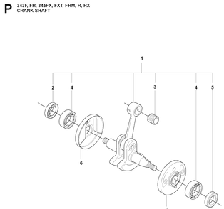 Crankshaft Diagram and Parts List for 343FRM  Husqvarna Brush Cutter