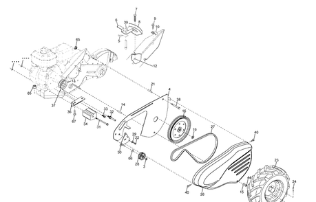Mainframe, Left Side Diagram and Parts List for 700DRT (96093000404)(2008-11) Husqvarna Tiller