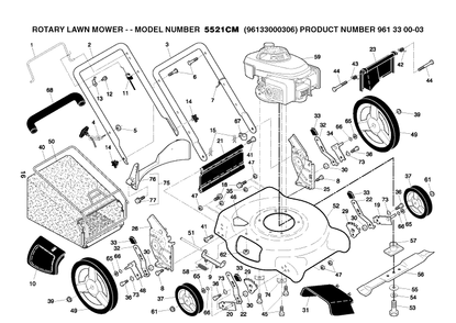 Product Complete Diagram and Parts List for 5521CM 2008-02 Husqvarna Lawn Mower