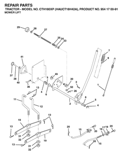 Mower Lift / Deck Lift Diagram and Parts List for CTH180XP (HAUCT18H42A)(2003-01) Husqvarna Lawn Tractor