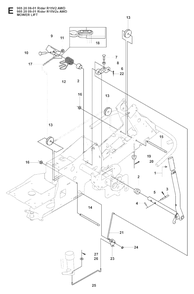 Mower Lift / Deck Lift Diagram and Parts List for R15-V2AWD (965200901)(2008-01) Husqvarna Lawn Tractor