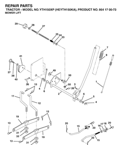 Mower Lift / Deck Lift Diagram and Parts List for YTH150XP (HEYTH150KA)(2003-01) Husqvarna Lawn Tractor