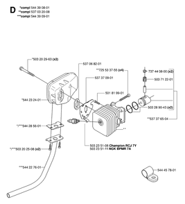 Muffler Diagram and Parts List for 325HD75X 20062300001 - 20081400000 Husqvarna Hedge Trimmer