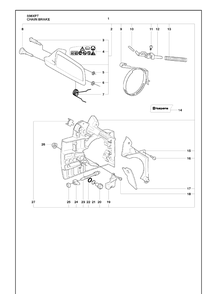 Chain Brake Diagram and Parts List for 338XPT 2010-02 Husqvarna Chainsaw