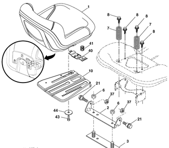Seat Assembly Diagram and Parts List for YTH22V46 (96043010100)(2010-04) Husqvarna Lawn Mower