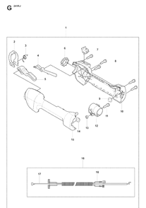 Handle And Controls Diagram and Parts List for 241RJ  Husqvarna Brush Cutter