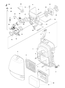 Carburetor And Air Filter Diagram and Parts List for 355FX 20082700001-20192999999 Husqvarna Brush Cutter