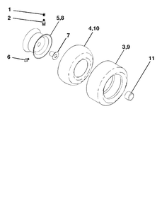 Wheels And Tires Diagram and Parts List for YTH2148 (954572035-A)(2005-01) Husqvarna Lawn Tractor