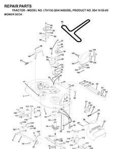 Mower Deck / Cutting Deck Diagram and Parts List for LTH130 (954140005B)(1997-01) Husqvarna Lawn Tractor