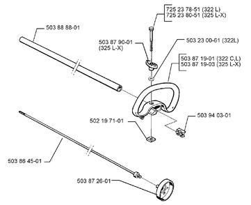 Handle Assembly Diagram and Parts List for 325LX 1999-03 Husqvarna Trimmer