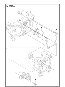 Crankcase Diagram and Parts List for 543RBK 20130500001-20182200000 Husqvarna Brush Cutter