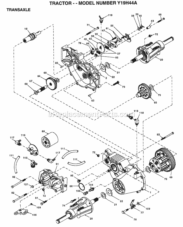 Steering Assembly Diagram and Parts List for Y19H44A 1995 Husqvarna Lawn Tractor
