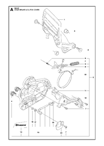 Chain Brake Clutch Cover Diagram and Parts List for 550XP-XPG 2014-01 Husqvarna Chainsaw