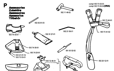 Accessories Diagram and Parts List for 225LD 19942300001-19951000000 Husqvarna Edger