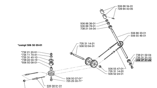 Steering Cable Assembly Diagram and Parts List for RIDER1200 1998-01 Husqvarna Lawn Mower