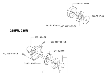 Clutch / Housing Diagram and Parts List for 235FR 2009-06 Husqvarna Brush Cutter