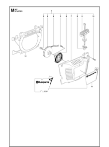 Starter Diagram and Parts List for 357XP 20100600001-20111800000 Husqvarna Chainsaw