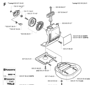 Starter Diagram and Parts List for 325P 20042300001-20062999999 Husqvarna Pole Saw