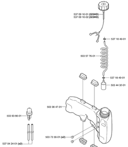 Fuel Tank Diagram and Parts List for 325HD60 (X-SERIES)(2002-06) Husqvarna Hedge Trimmer