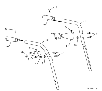 Handles 2 Diagram and Parts List for 1330SBXLSB (96193004100)(2008-11) Husqvarna Snow Blower