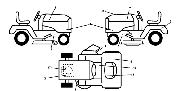 Decals Diagram and Parts List for CT126 (96051000702)(2011-4) Husqvarna Lawn Tractor