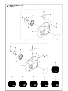 Starter Diagram and Parts List for 343F  Husqvarna Brush Cutter