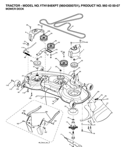 Mower Deck / Cutting Deck Diagram and Parts List for YTH1848XP (96043000701)(2006-03) Husqvarna Lawn Tractor