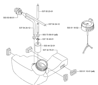 Fuel Tank Diagram and Parts List for 333RX 2005-06 Husqvarna Trimmer