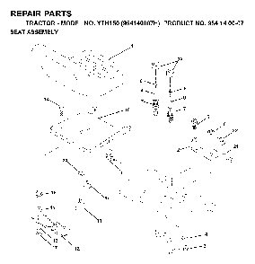 Seat Diagram and Parts List for YTH150 (954140007H, 954140007)(1998-09) Husqvarna Lawn Tractor