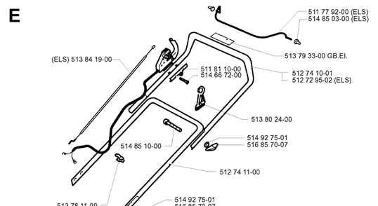 Handle And Controls 4 Diagram and Parts List for 43EL ROYAL Husqvarna Lawn Mower