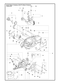 Crankcase Diagram and Parts List for 550XP-XPG (Mark II)(TRIOBRAKE) Husqvarna Chainsaw