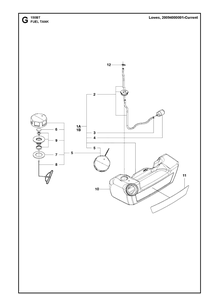 Fuel Tank 3 Diagram and Parts List for 150BT  Husqvarna Leaf Blower / Vacuum