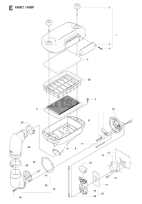 Carburetor And Air Filter Diagram and Parts List for 180BT 20084000001 & Above Husqvarna Leaf Blower / Vacuum