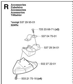 Guards Diagram and Parts List for 324RX  Husqvarna Brush Cutter