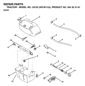 Dash Diagram and Parts List for LR120 (954820101-J)(2000-02) Husqvarna Lawn Tractor