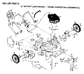Repair Parts Diagram and Parts List for 56CS (954069001A, 532702510)(1994-07) Husqvarna Lawn Mower