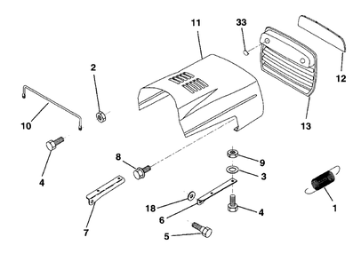 Hood Diagram and Parts List for LR121 (954140001-A)(1997-12) Husqvarna Lawn Tractor