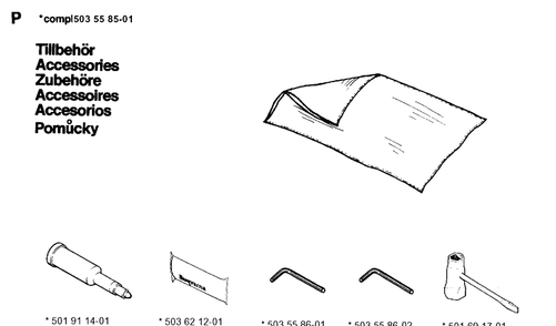 Accessories Diagram and Parts List for 266 1993-09 replaced by 266 Husqvarna Chainsaw