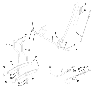 Mower Lift Diagram and Parts List for LTH130 (954140005G)(1998-07) Husqvarna Lawn Mower