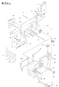 Crankcase Diagram and Parts List for 272XP 20091400001-20163200000 Husqvarna Chainsaw