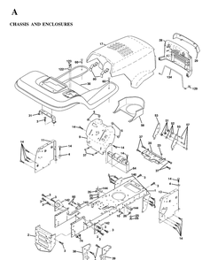 Chassis And Enclosures Diagram and Parts List for YTH130 1997-02 Husqvarna Lawn Tractor